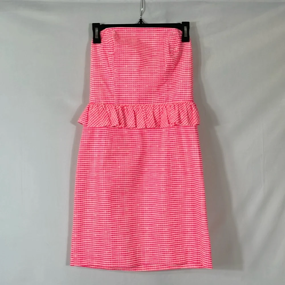 Lilly Pulitzer Strapless Dress Size 0 Bright Pink EUC